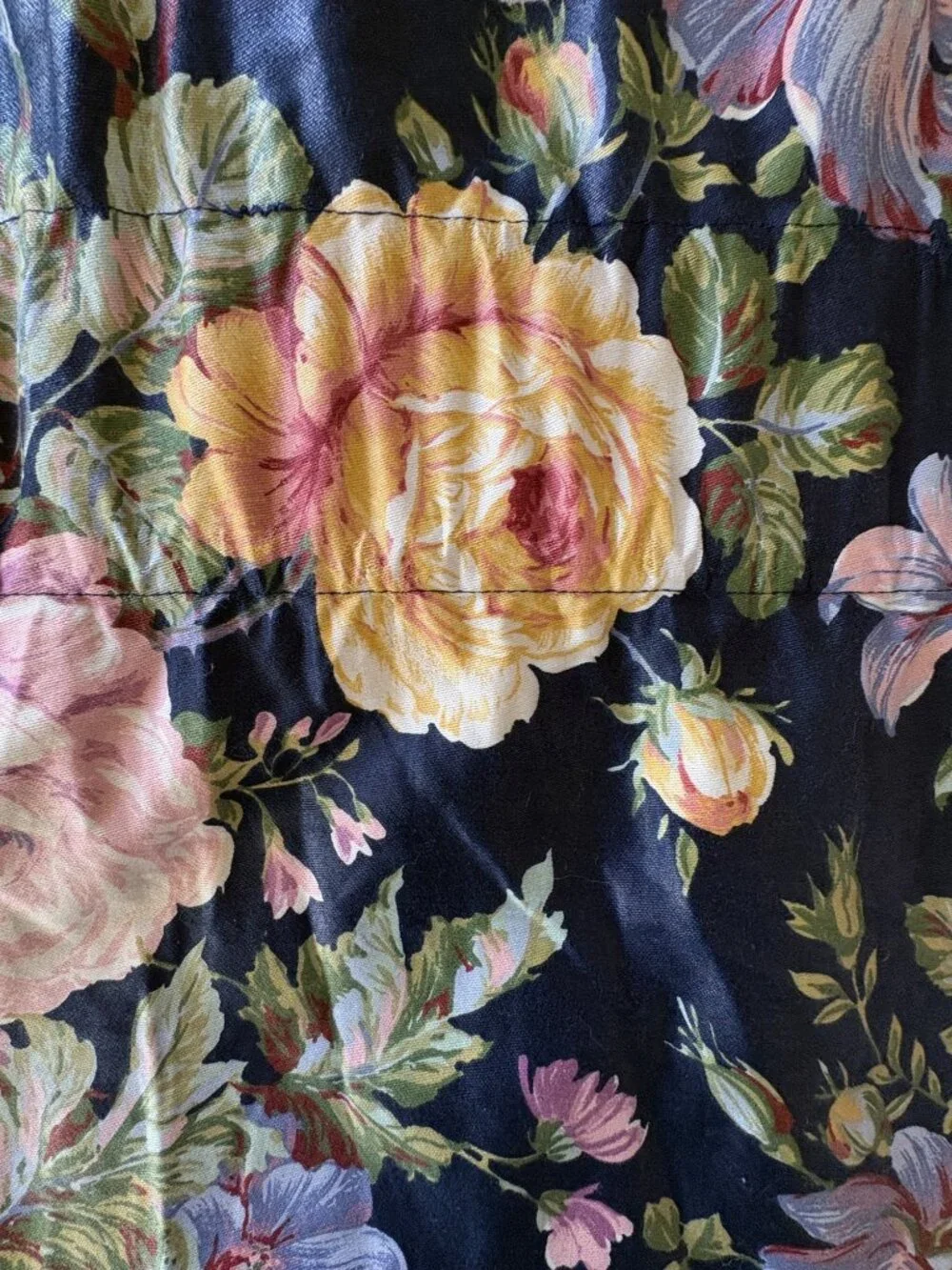 VTG Chintz Floral Cottage Core Sateen Valance Oversized 200 x 15 Grandmillennial